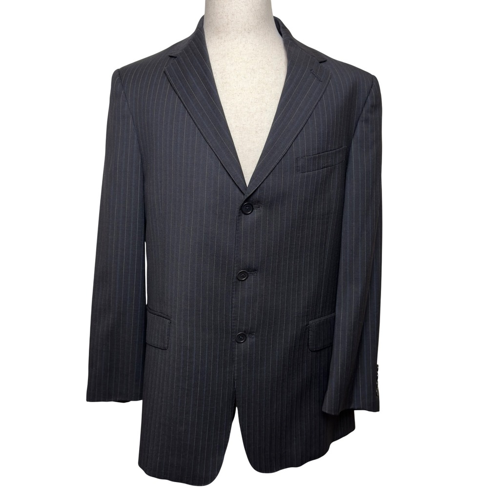 Daniel Cremieux Loro Piana Mens 42R Blazer‎ Charcoal Grey Pinstripe Sport Coat